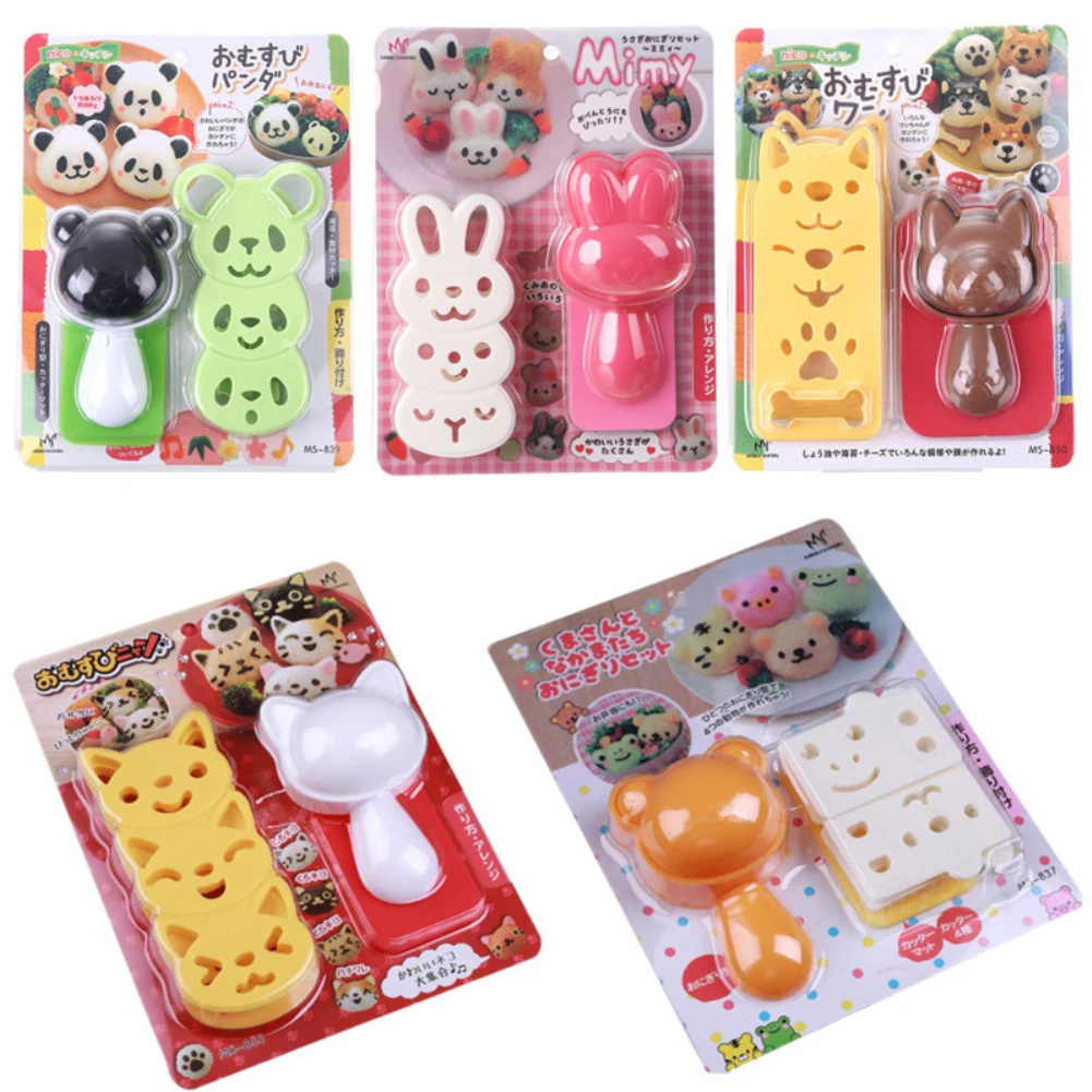 1 Set Sushi Mold Rice Ball Mold Cartoon Cat Pattern Sushi Bento Nori Kitchen Rice Decor Kits Sandwich For Baby Kids Sushi Tools