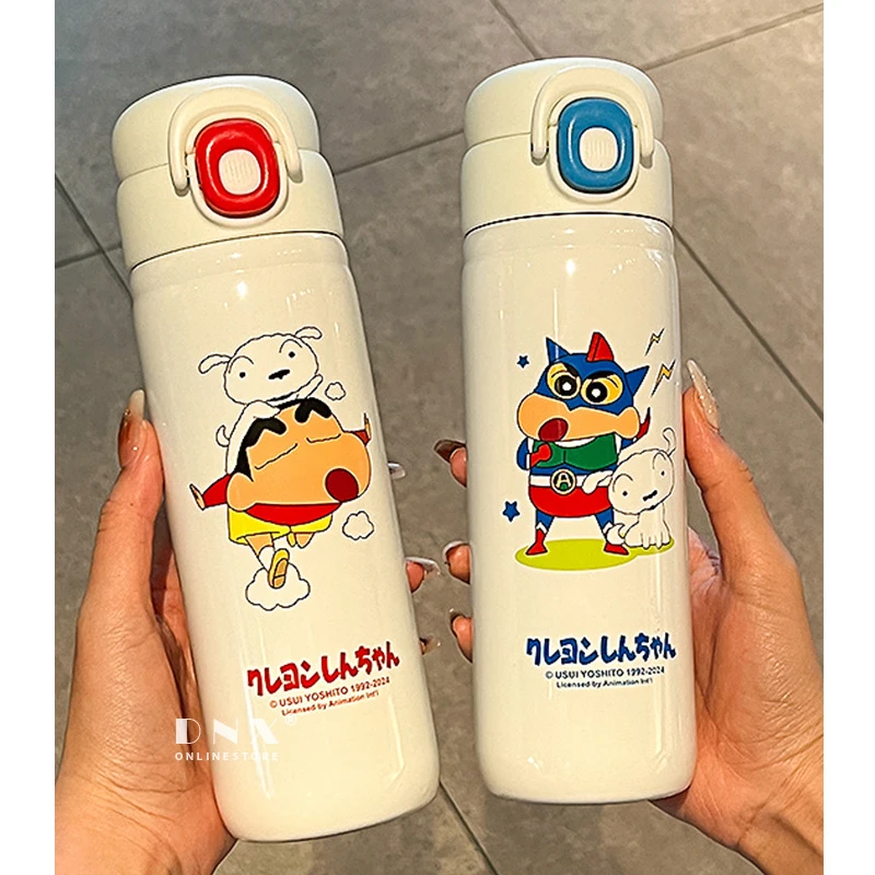 520Ml Cute Crayon Shin-Chan Thermos Cup Cartoon Action Kamen Student Drinking Cup Sports Outdoor Water Cup Holiday Gift Toys