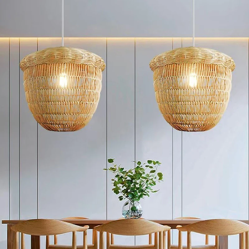 Classical Rattan Chandelier Dining Room Zen Tea Room Living Room Bedroom Study Guest Bedroom Corridor Bamboo Chandelier