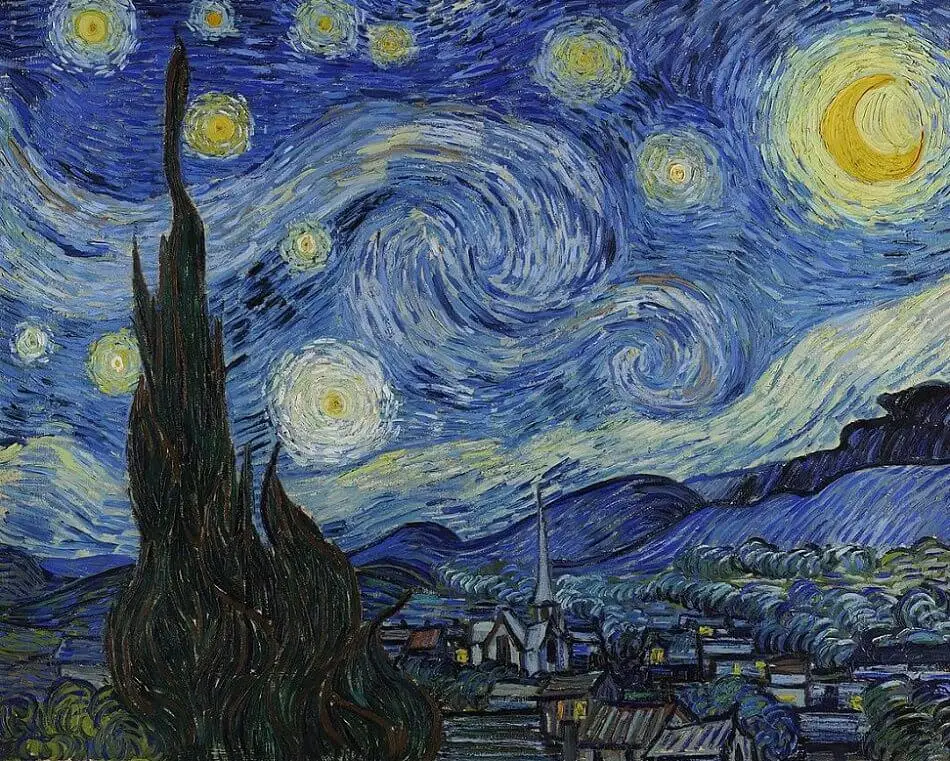 Handpainted Oil Painting Replica 'The Starry Night' by Vincent Van Gogh Landscape Wall Art for Living Room Bedroom Decor