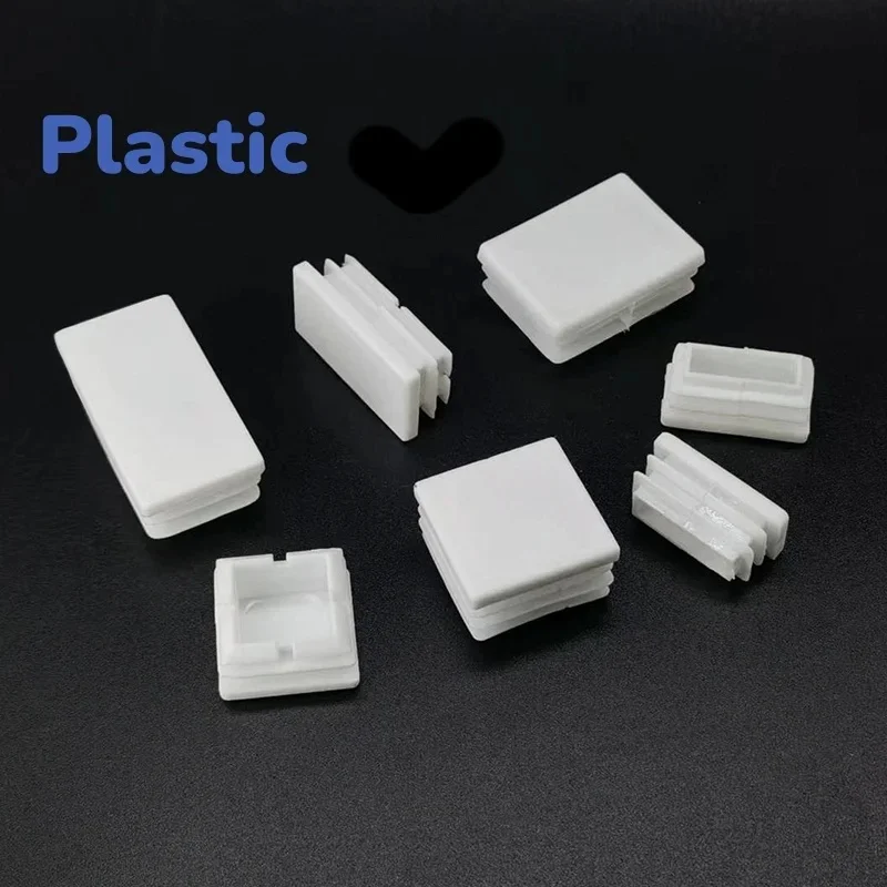 White Square Plastic Furniture Feet Caps Anti-Slip Table Chair Leg Covers Tube Plugs 5-20Pcs