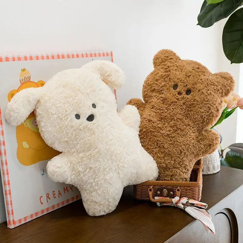 Cute Fluffy Plush Bear Puppy Pillow,Soft Stuffed Animal Throw Pillow,Sofa Bedroom Kawaii Plushies Decor,Kids Adults Cuddly Gifts