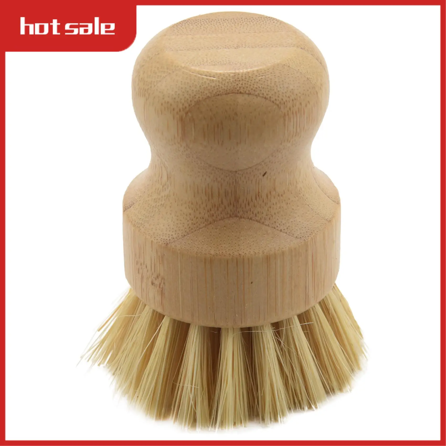 

A33R-Palm Pot Brush- Bamboo Round 3 Packs Mini Dish Brush Natural Scrub Brush Durable Scrubber Cleaning Kit For Cleaning Pots, P