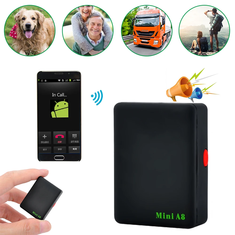 Mini A8 GPS Tracker Wireless Audio Listening Device GSM/GPRS Locator Tracking Device Anti Lost LBS Locator GPS Trackers Device