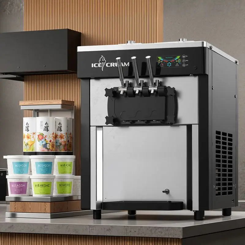 آلة الآيس كريم التجارية الأوتوماتيكية بالكامل لسطح المكتب لشاي الحليب آلة مخروط الآيس كريم صغيرة #1