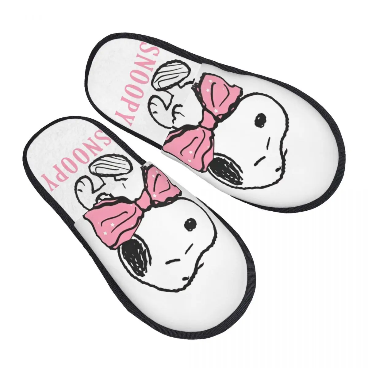 Pink Snoopy Peanuts Slippers for Woman Man House Shoes Plush SPA Slippers