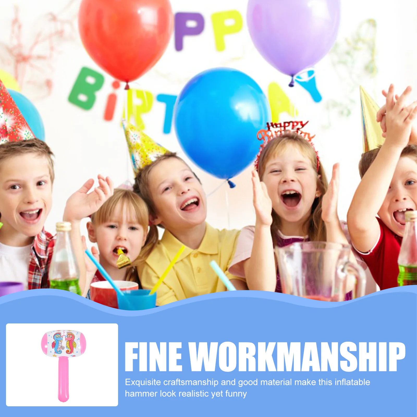 

12Pcs Inflatable Hammer PVC Cartoon Birthday Party Props Large Handle Kids Pool Accessories Inflatable Hammer