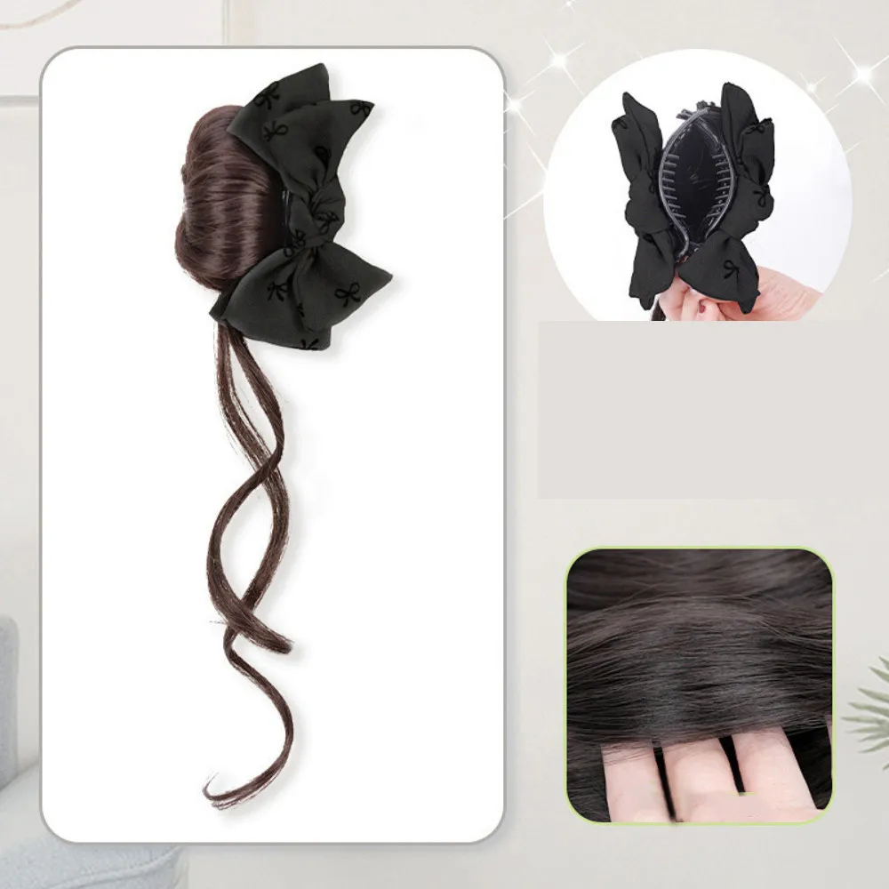 Ball Head Synthetic Wig Headband Bow Flower Head Hair Accessories Natural Hair Clips