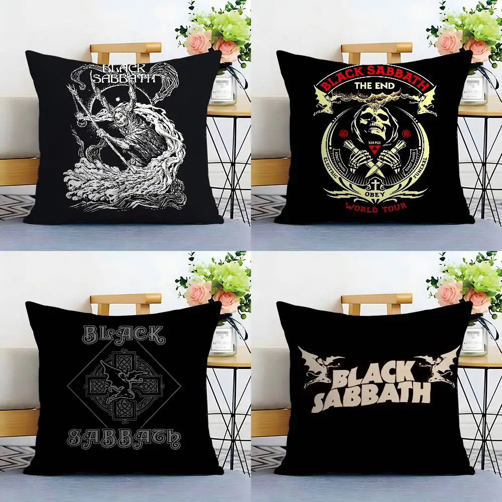 B-Black S-Sabbath Band Pillow Case Sofa Decorative Home Double-sided Printing Short Plush Cushion Pillow Cover Holiday Gift