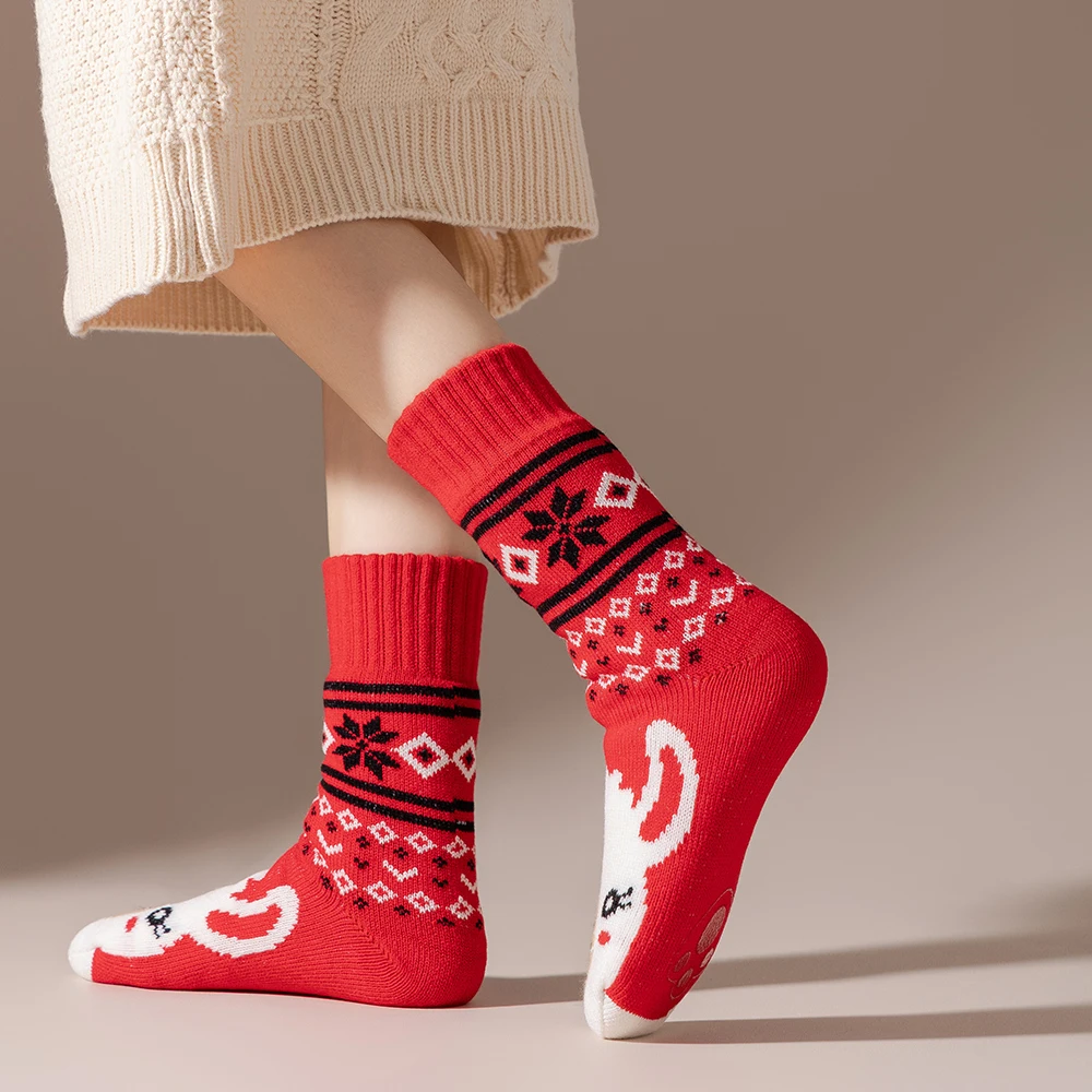 10-paar sokkenset cartoon dieren patroon sokken vrouw dikke halfhoge sokken dubbellaagse pluche damessokken winterkousen