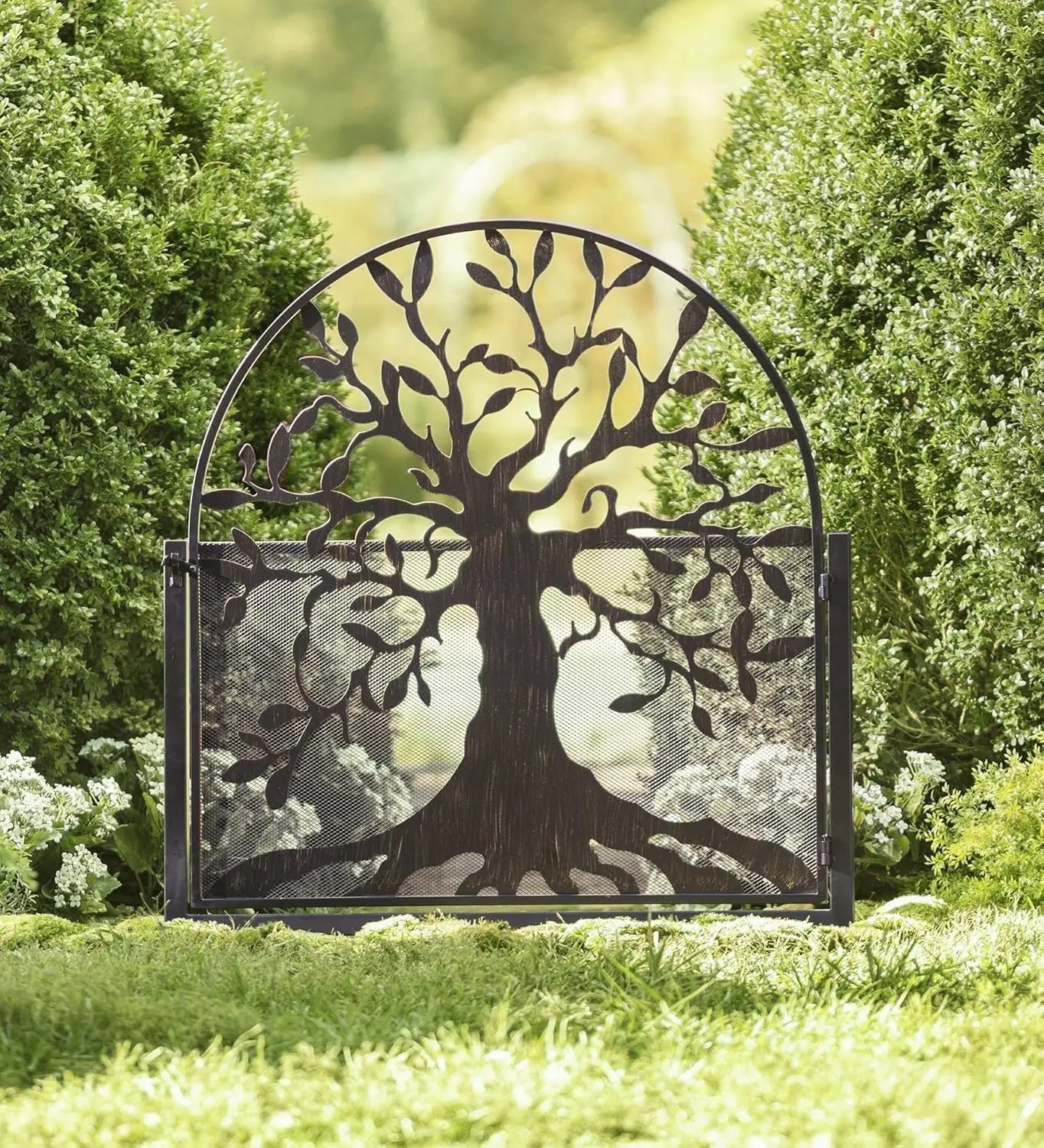 Arched Tree of Life Garden Gate  Laser-Cut Design  Metal | Black/Bronze Finish  Versatile 36