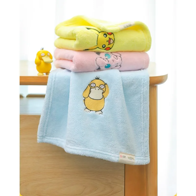 Pokemon Pikachu Children\'s Towels Anime Characters Coral Plush Bath Towels Soft and Skin Friendly Face Wash Children\'s Towels