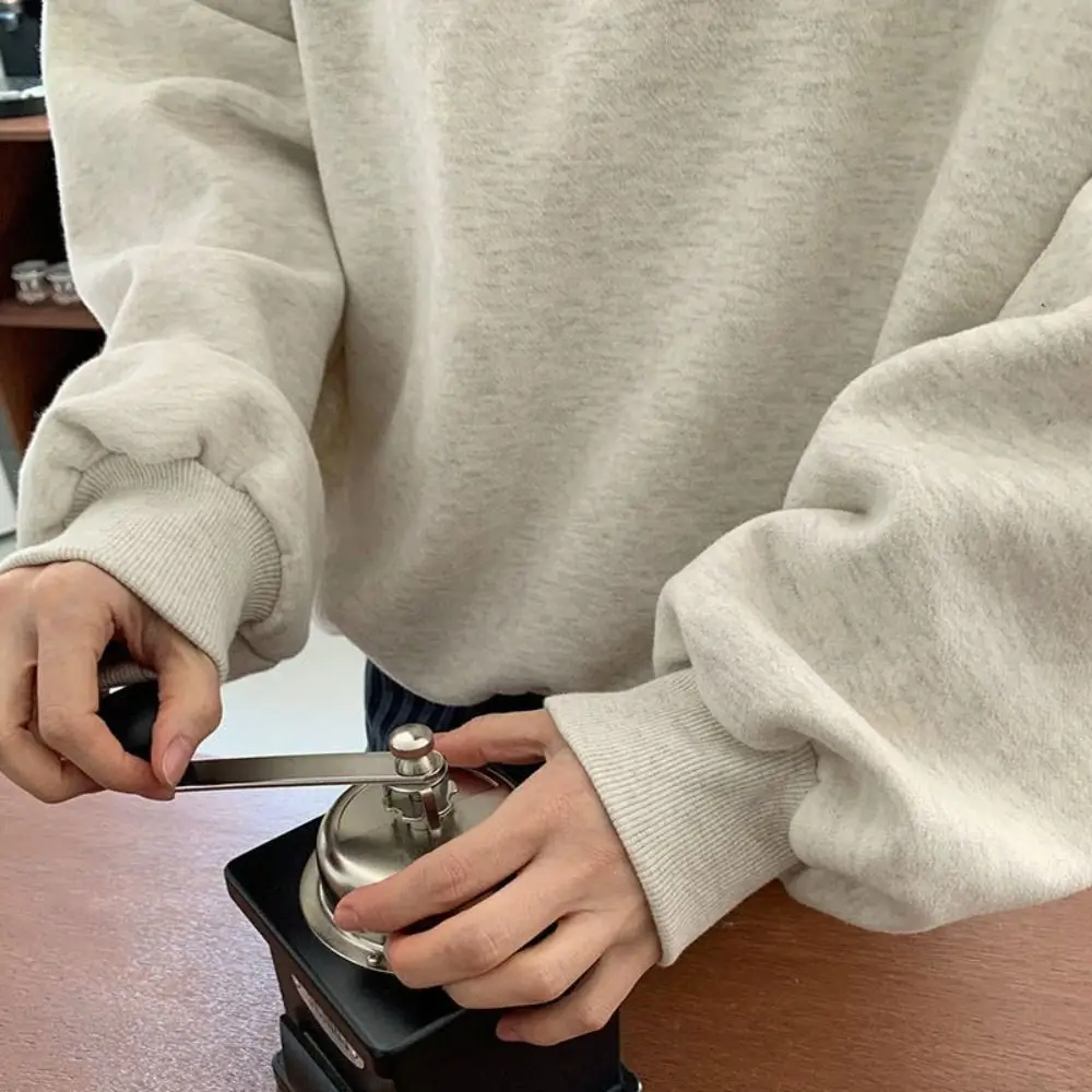 نصف الياقة العالية كم طويل سستة الكورية Ins الخريف هوديي ملابس علوية بلوزات فضفاضة للنساء الخريف/الشتاء #2