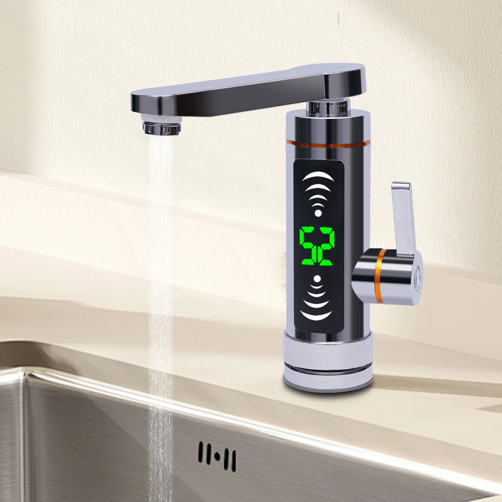 

110V 3000W Hot Water Heater Faucet Instant Tankless Electric Kitchen Bathroom Fast Heating Tap W/ LED Digital Display Anti-Scald