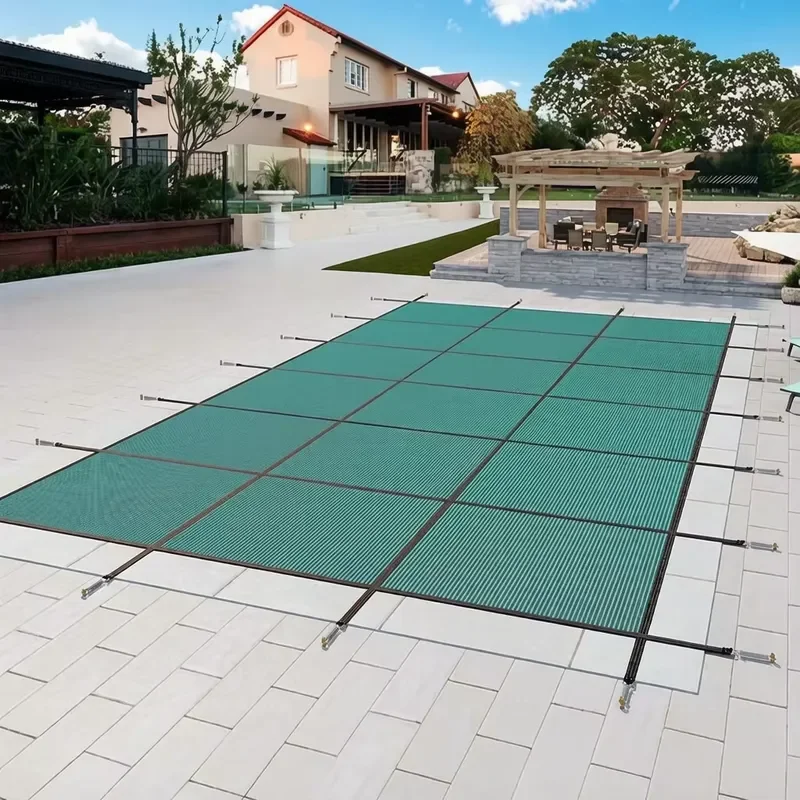 16x32 FT Pool Safety Cover Heavy Winter Mesh Cover with Strong Weight Capacity UV-Resistant Outdoor Swimming Pool Tarp