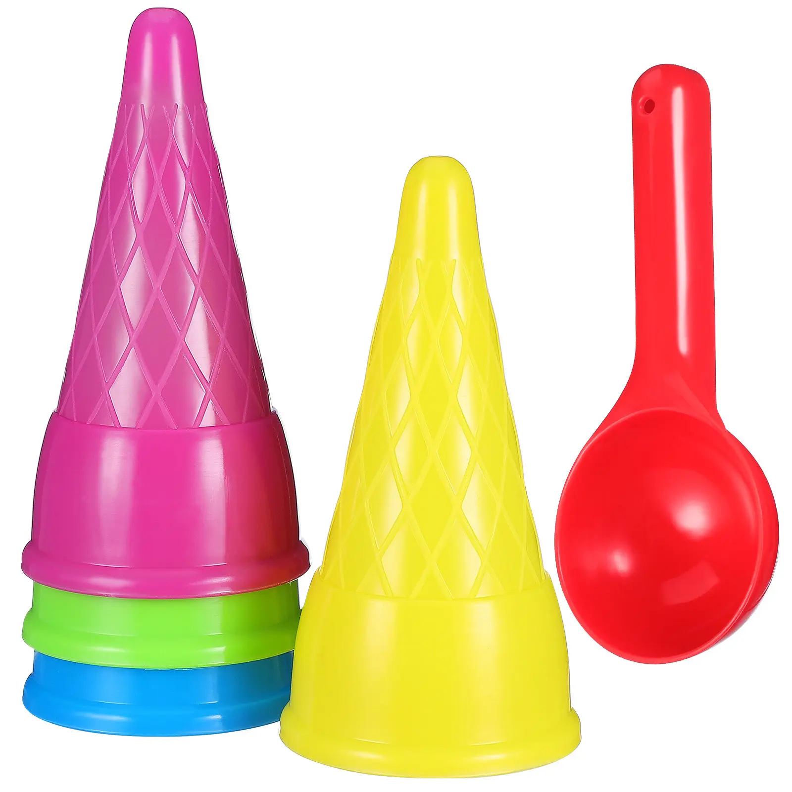 

5Pcs Ice Cream Cone Scoop Kids Beach Play Set Colorful Plastic Sand Water Outdoor Beach Play Ice Cream Cone Scoop Sets