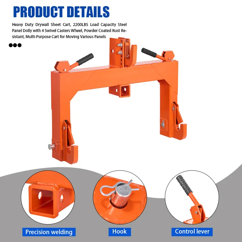 Three-point quick-release with multi-function adapter, no bushing required, lifting capacity 3000 lbs.