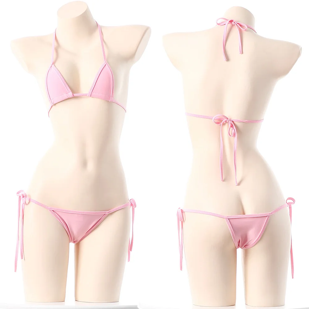 Sexy Micro Bikini 2025 Women Dopamine Solid Color Bikini Lace Up Bikinis Sets Swimsuit Swimwear Underwear Lingerie