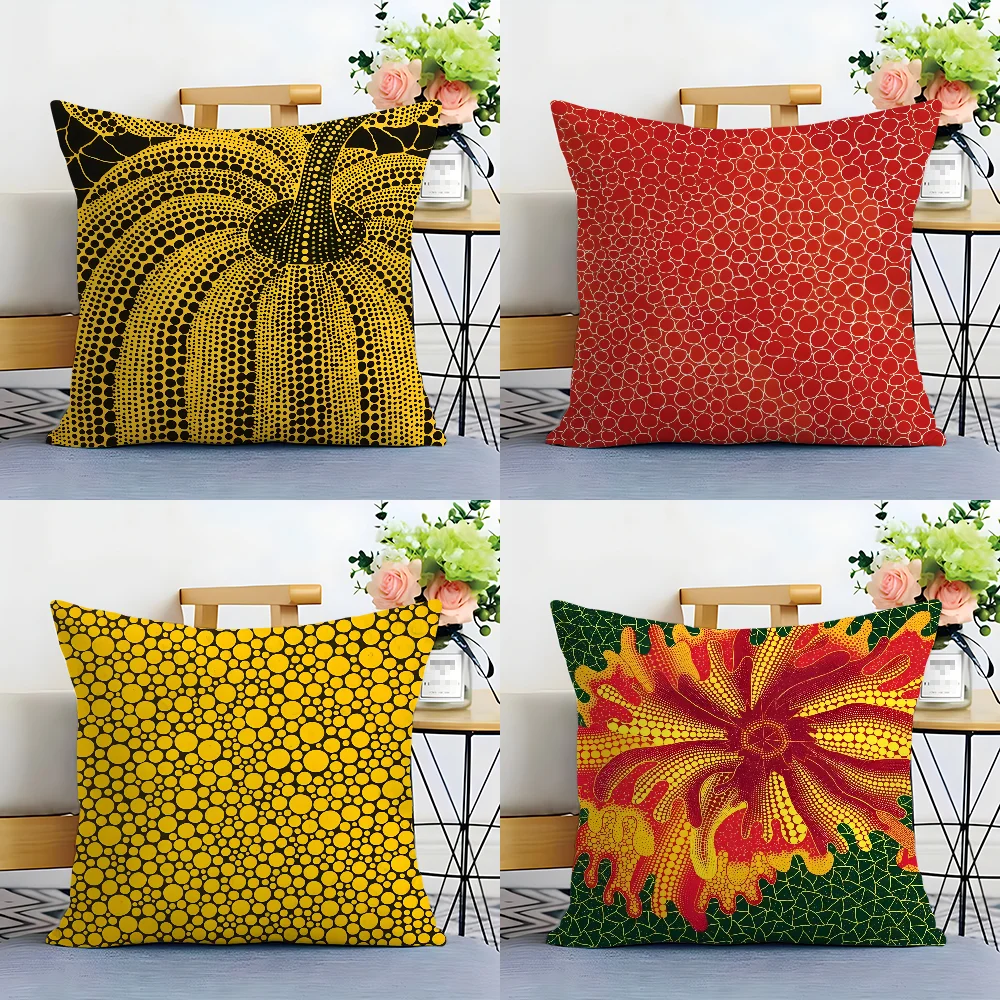 Y-Yayoi K-Kusama Abstract Art Pillow Case Plush Fabric Soft  Pillowcase Double Sided Print Cushion Cover Household Gifts