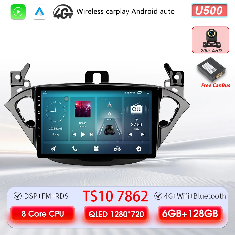 Carplay 2 Din Android 16 autoradio audio multimedia voor Opel Corsa E 2014 2015 - 2019 GPS navigatie autostereo monitor BT WIFI