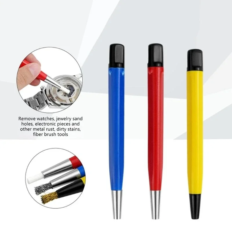 Professional Glass Fiber Brass Steel Rust Cleaning Pen, Versatile Polishing Tool for Watches Coins Electronics
