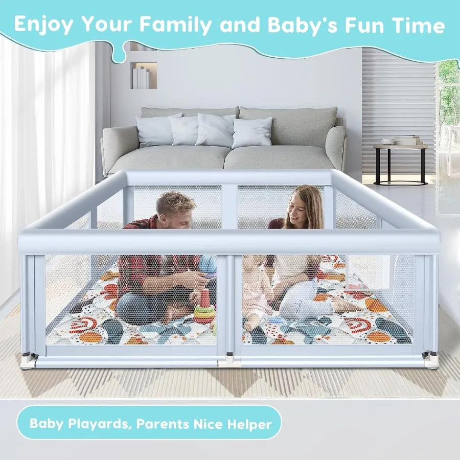 65" ×50" Large Baby Playpen with Mat Baby Playard for Babies and Toddlers Play Pens for Indoor and Outdoor Sturdy Safety Play Y