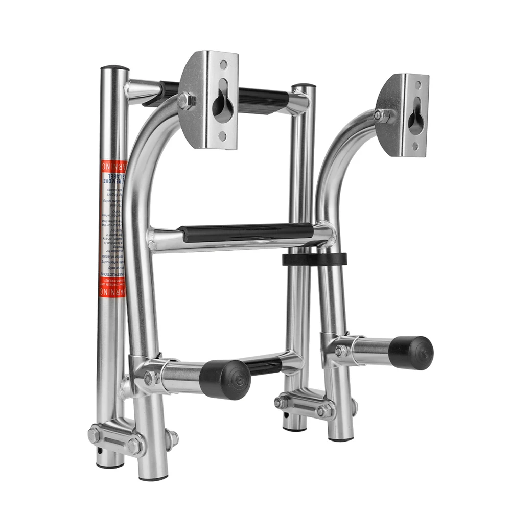 عالية الجودة أرخص اكسسوارات للقوارب البحرية 3 خطوات سلم قابل للطي الفولاذ المقاوم للصدأ عدم الانزلاق سلالم عائمة ث/قبضات مطاطية #1