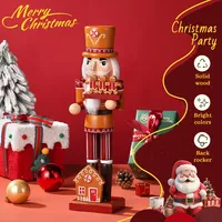 35/36/38cm Christmas Nutcracker Wooden Soldier Puppet Creative Handicraft Cookie Doll Holiday Gift Livingroom Collectible Decor