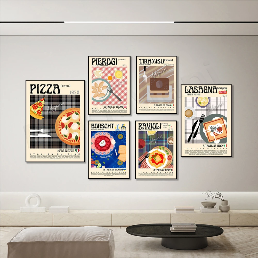 Italian Food Lasagna, Pizza Coffee, Ukrainian Food Borscht, Mexican Food Taco, Polish Tortellini, Brazilian Food Feijoada Poster