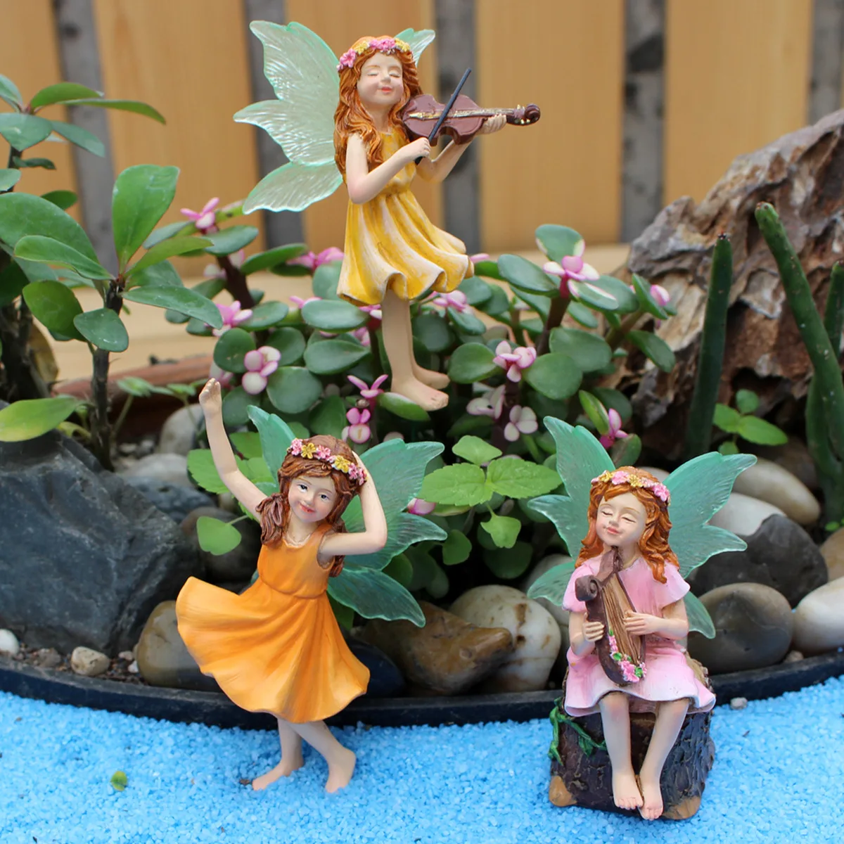 

3pcs Mini Resin Playing Dance Flower Fairy, Very Cute Fairy Model Flower Pot And Sand Table Decoration, Suitable As A Gift