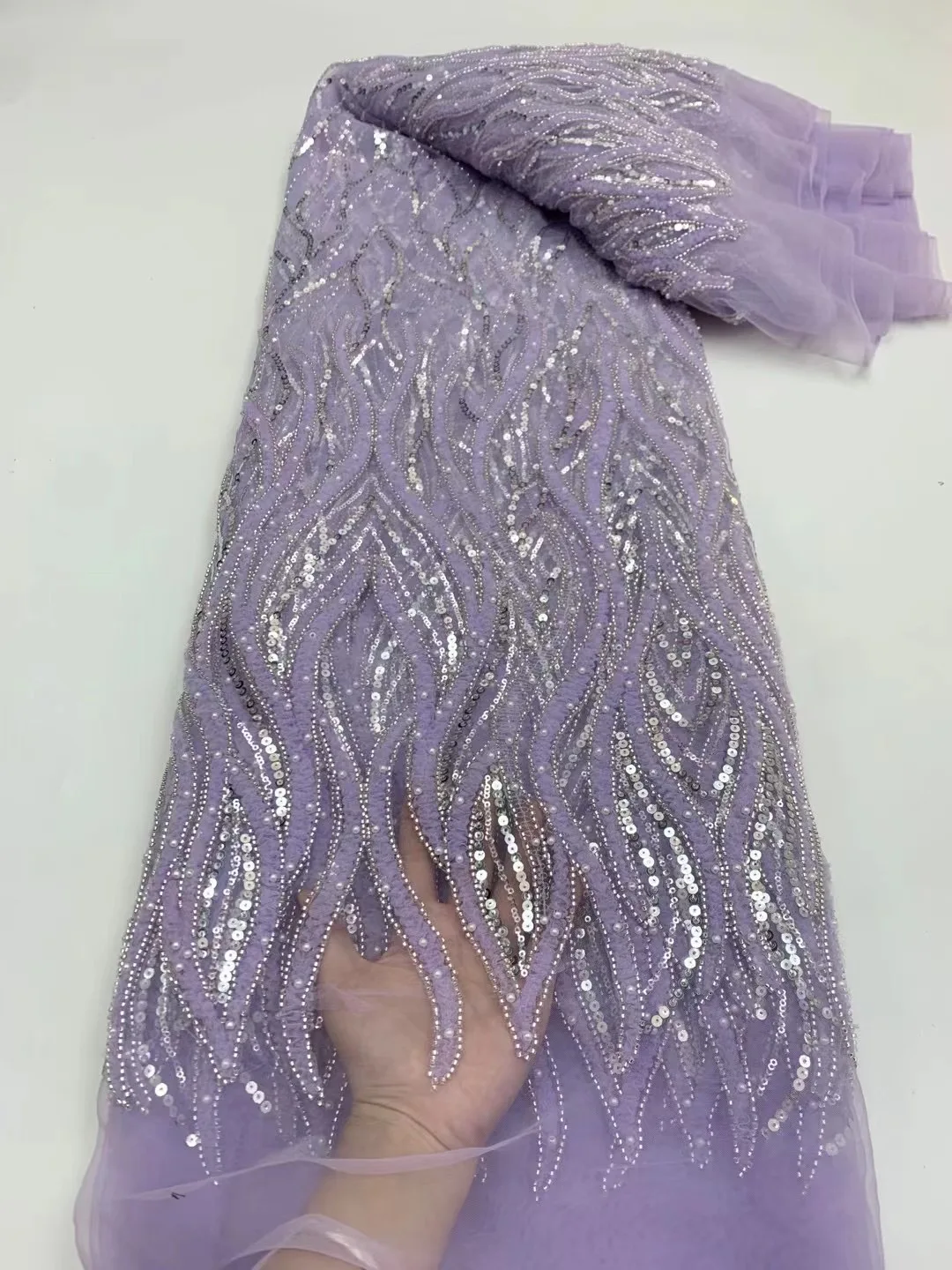 

Nigerian Net Lace Fabric 2023 French Bridal Lace Fabric Luxury Quality Embroidery Beaded Sequins Lace Fabric for Wedding HXB5766