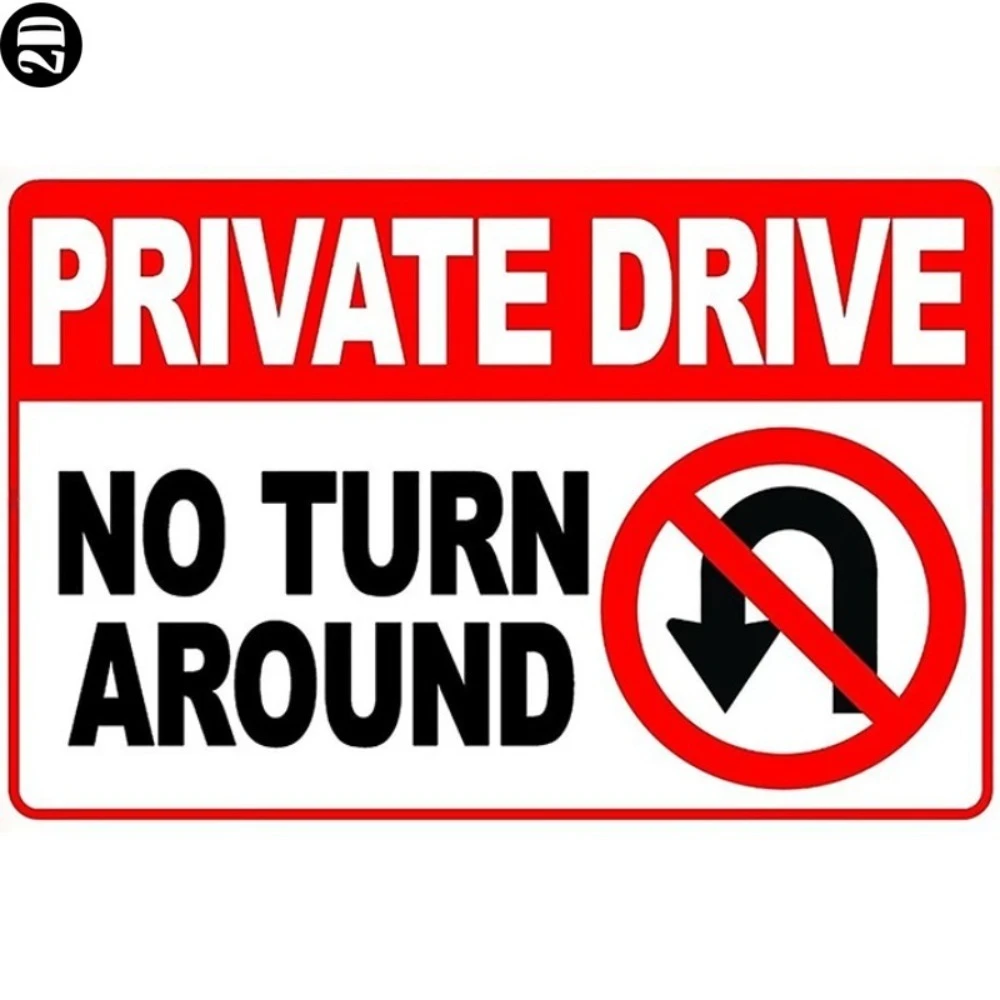Metallschild „Private Drive No Turn Around“ im Retro-Stil, Warnschild aus Blech, Wandkunst