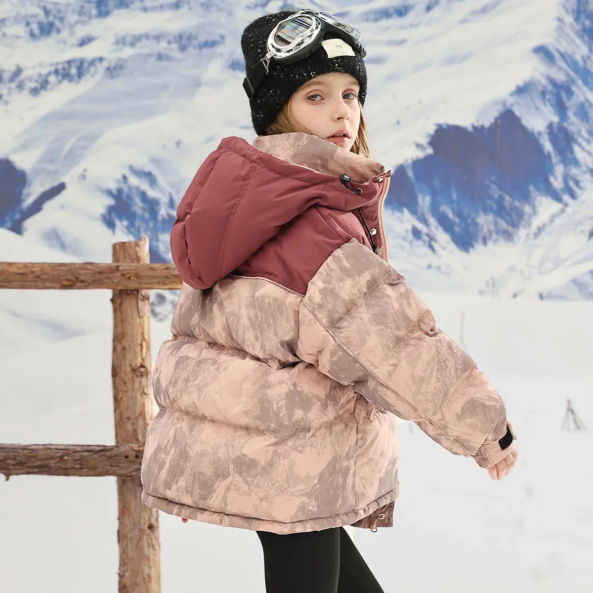 2024 Girls Padded Coat Cotton Jacket Children  Warm Down Short Jacket Tie-Dyed Fashion Snow Clothing For Kids Red Green  TR224