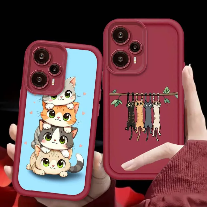 

Art Cat Popular Cartoon For Xiaomi Mi Poco X3 X4 X5 X6 X7 M4 M5 M5s M6 M7 F4 F5 F6 Pro GT Plus 5G Eye Ladder Phone Case