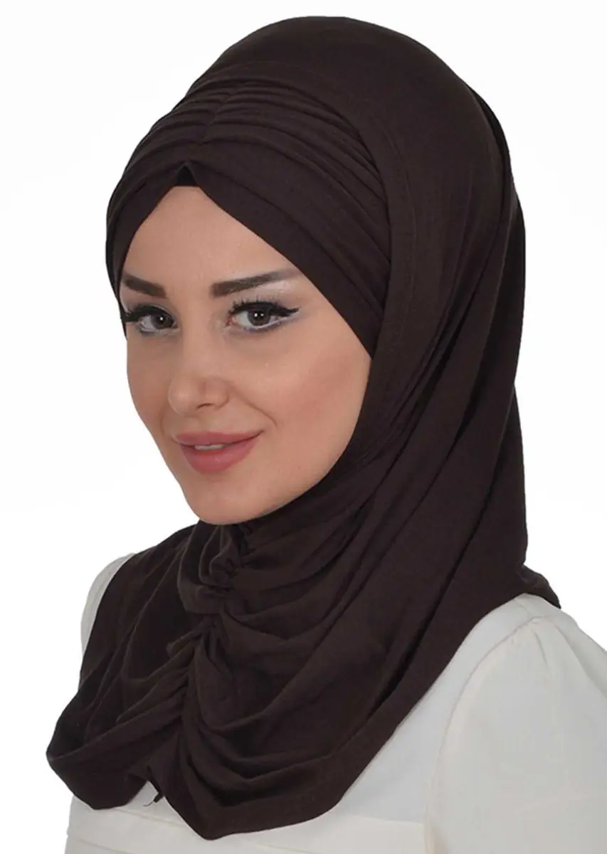 Ensemble d'écharpe plissée en os, café