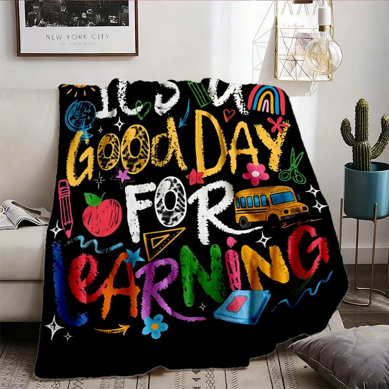 It's A Good Day For Learning Teacher Flannel Blanket, Back To School Graphic Flannel Throw, Elementary Teacher Outfit