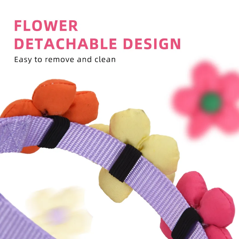 CP606 Flower pet dog collar Flower Decoration and Nylon Webbing dog collar