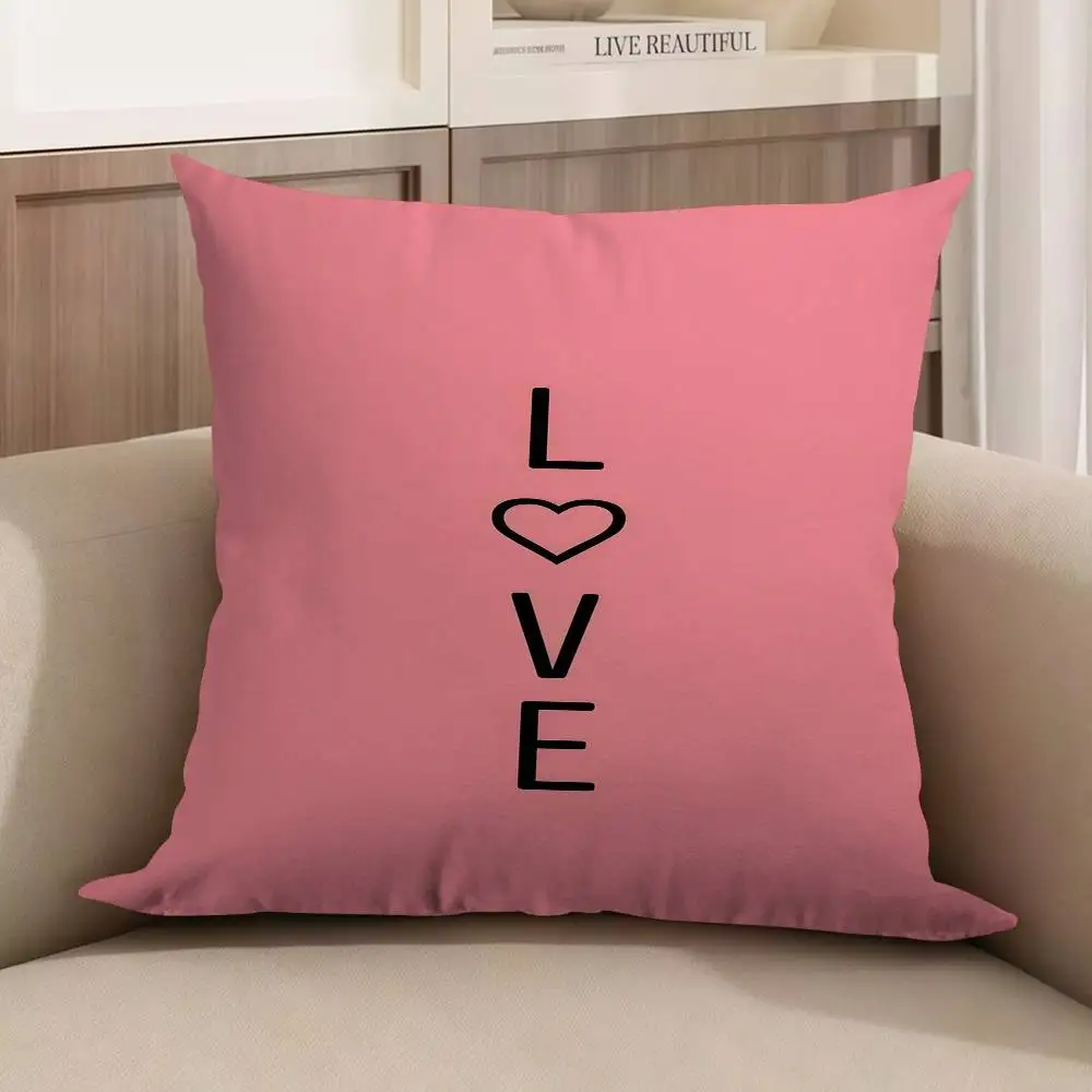 

Pink Love Office Cushion Pillowcase Car Cushion Cover45X45CM Lumbar Pillowcase Sofa Pillowcover