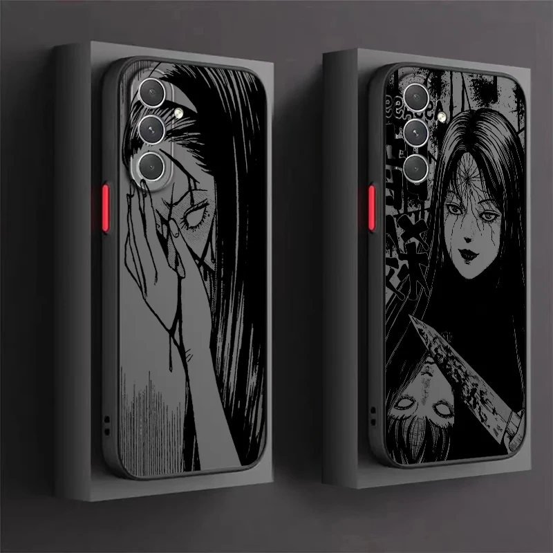 Anime Junji Ito Luxury Art Frosted Translucent For Samsung Note 20 A35 A03 A54 A31 A22 A34 A14 A24 A04 A55 5G Soft Phone Case