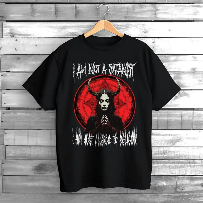 Anti-religion shirt, I'm not a Satanist, I'm just allergic to religion, Gothic T-Shirt, atheist shirt, satanist shirt