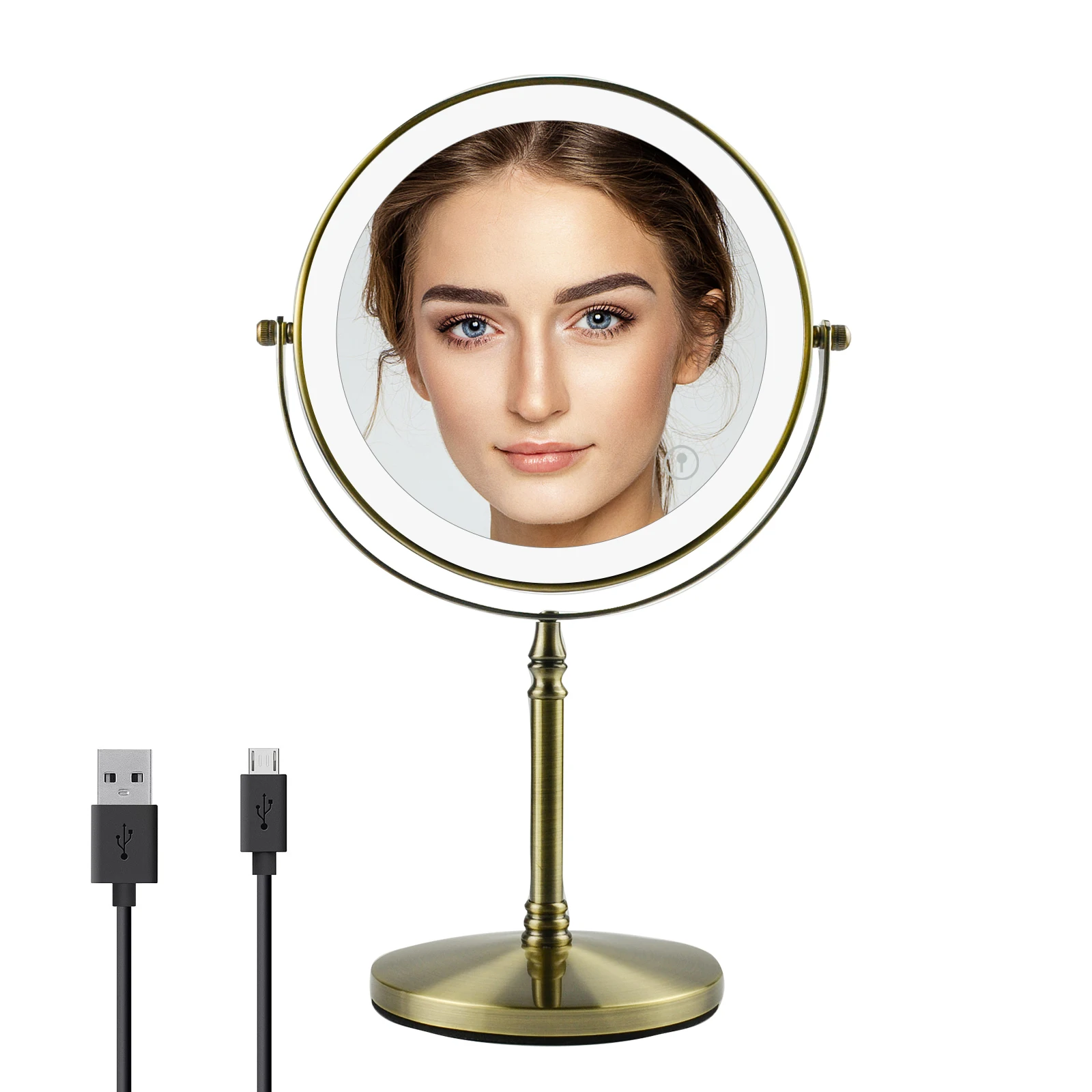 

GURUN Rechargeable Makeup Mirror with 3 Color Lighting, 5x & 7x Magnification, 360° Rotation, and Touch Control