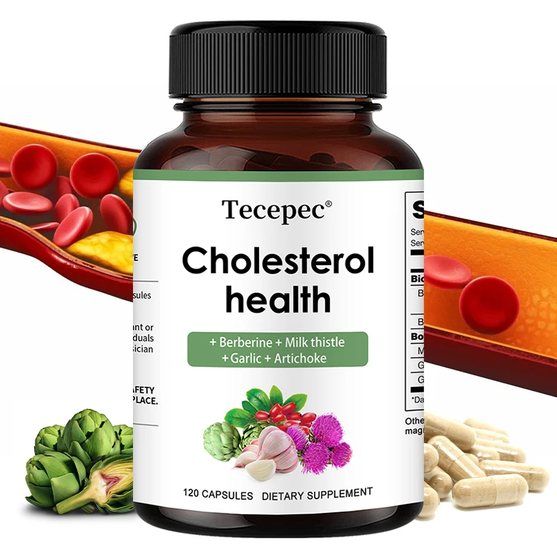 مكمل الكوليسترول - يحتوي على البربرين + شوك الحليب + الثوم للحفاظ على صحة القلب والأوعية الدموية والقلب وتعزيز المناعة