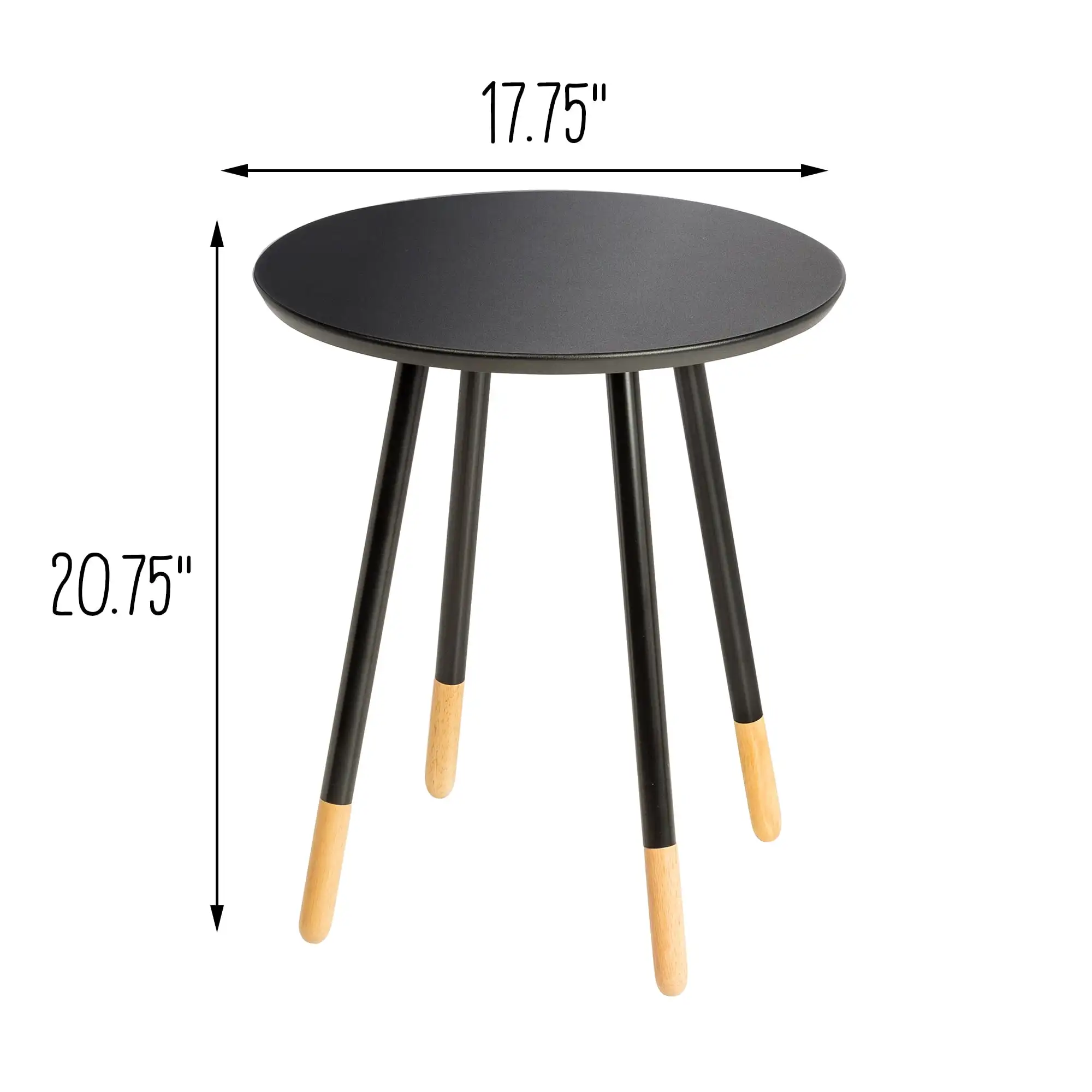 Honey-Can-Do MDF Round End Table, nero/naturale