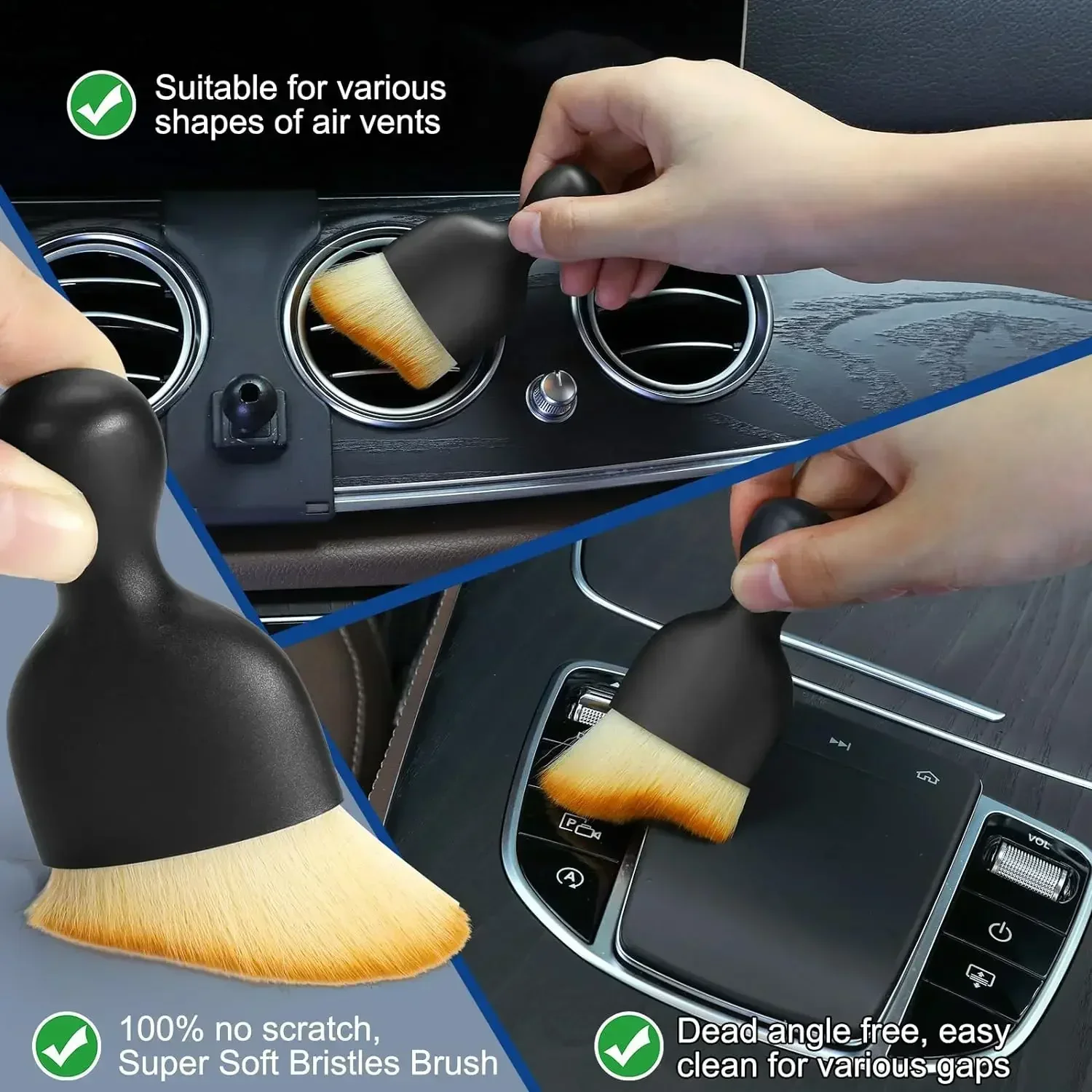 6Pcs Car Wash Care Detailing Brush Set,for cleaning wheels, dashboards, vents and more,Car Cleaning Brushes, Car Accessories