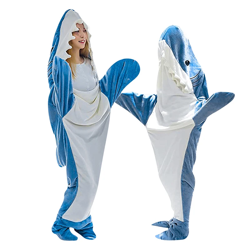 Cute Cartoon Shark Sleeping Bag Pajamas Office Nap Shark Blanket Karakal High Quality Fabric Mermaid Shawl Blanket For Kid Adult