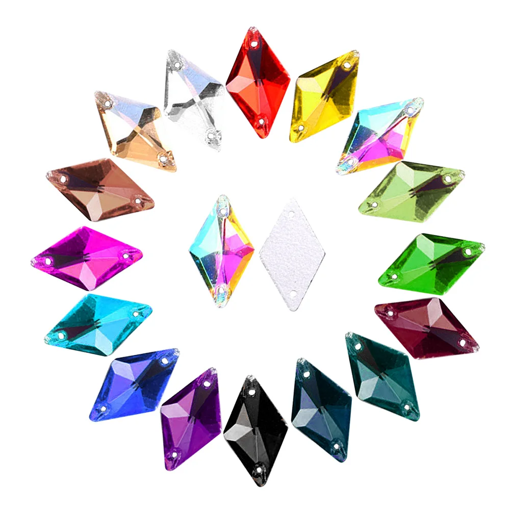 

28 Pcs Rhombus Crystal Glass Hand Sewing Drill Jewelry Accessories DIY Materials Premium Quality Durable Safe Decorations