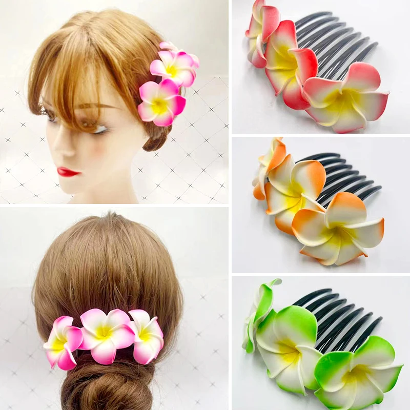

1Pc Gradient Large Flower Acrylic Hair Comb for Women Sweet Floral Hairpins Barrettes Hawaiian Headwear Hair Accessories