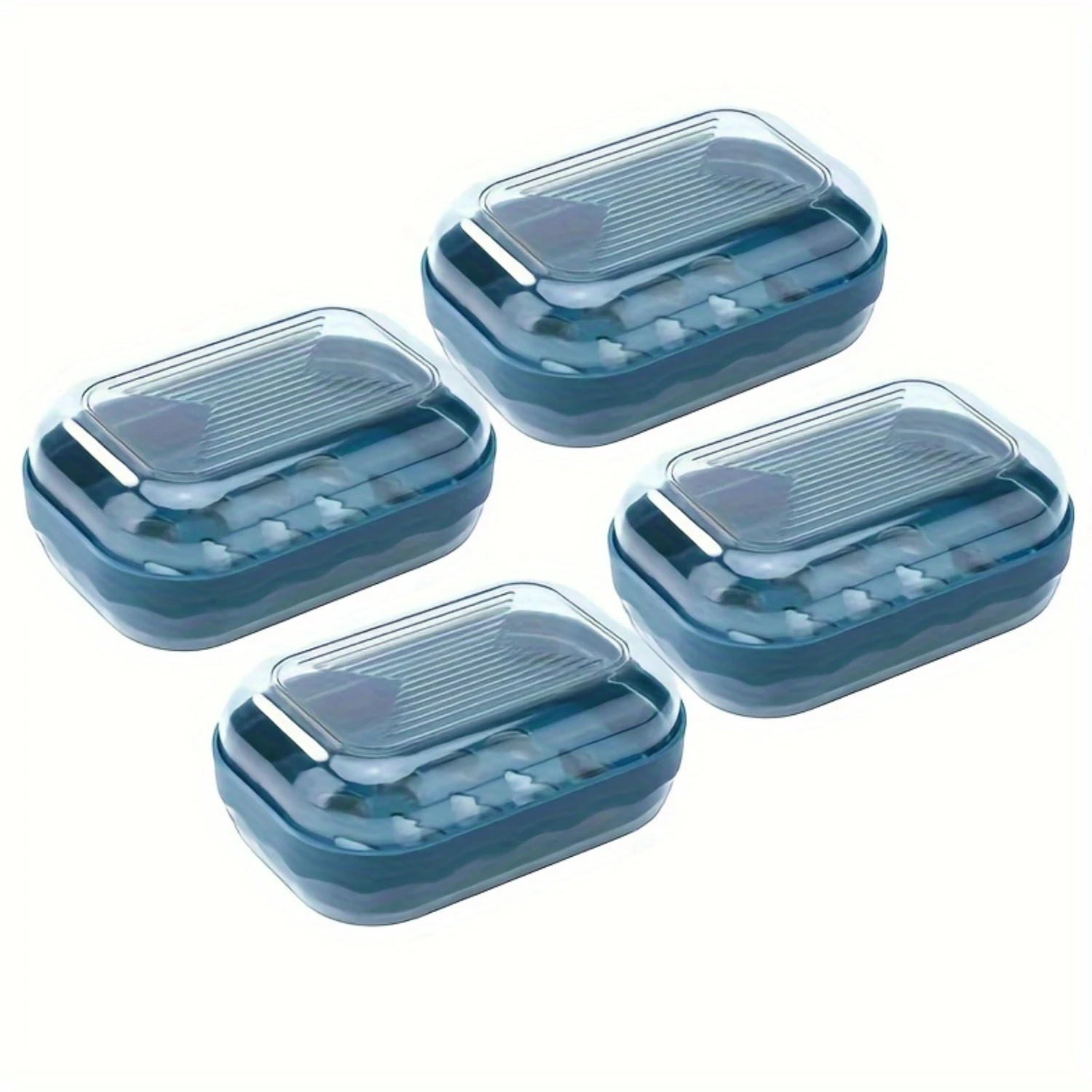 

4 Packs Plastic Soap Holder, Portable Travel Soap Container With Removable Drainers, Leakproof Soap Box, Soap Case With Cover Fo