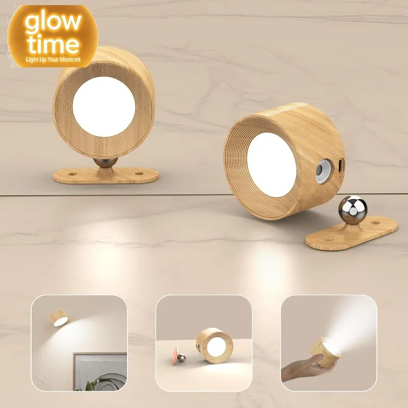 Battery Operated Wall Sconces Set of 2, Magnetic Cordless LED Wall Lights with 3 Color Temp & Dimmable Touch Control, 360° Rotat