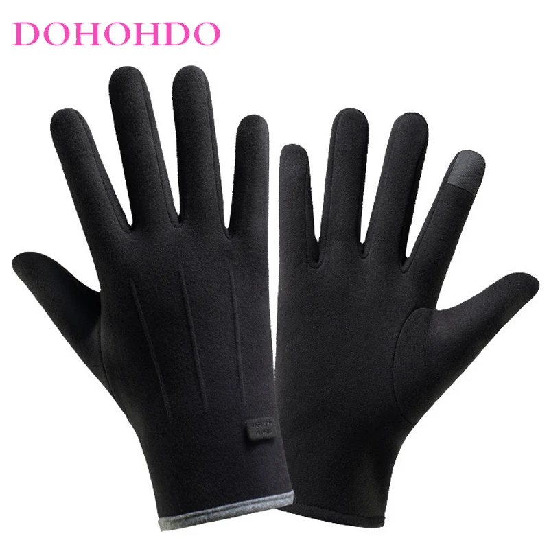 

2026 Men Winter Touch Screen Velvet Gloves Self-heating Thick Warm Cycling Driving Cotton Gloves Black Gloves Перчатки Зимние